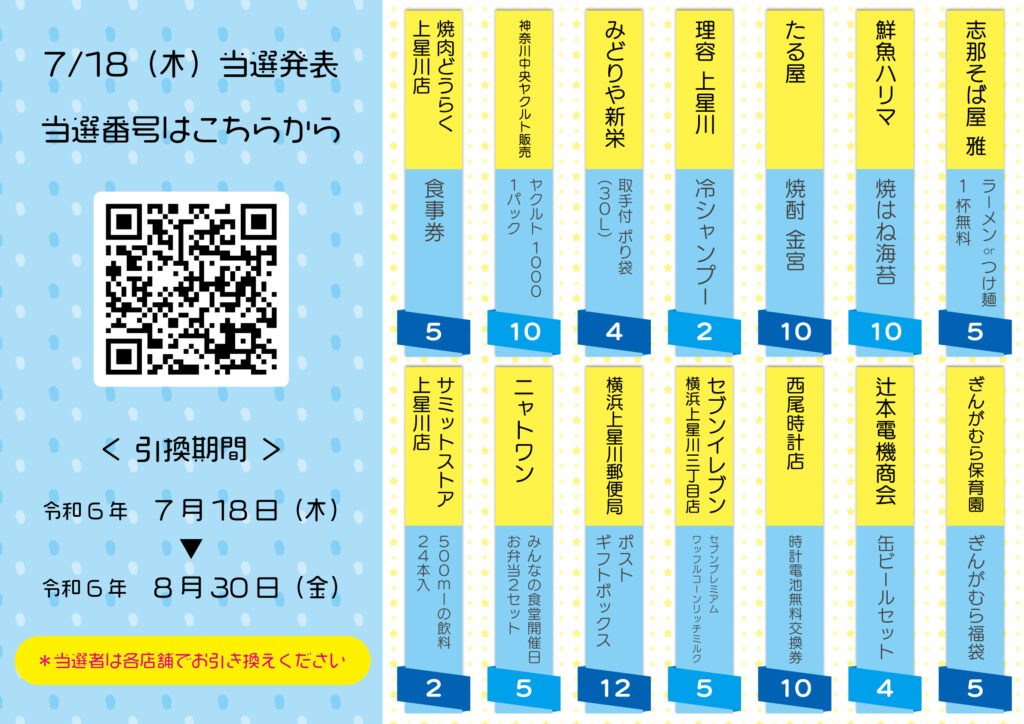 令和6年中元大売出し宝くじ抽選会・各店賞2